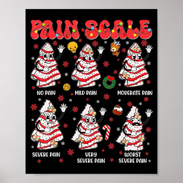 Smärtskala Rolig julgran tårta Pjs Pyjamas X Poster (Framsidan)