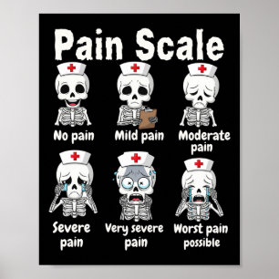 Smärtskala Söt Sjuksköterska Skelett Halloween Tra Poster