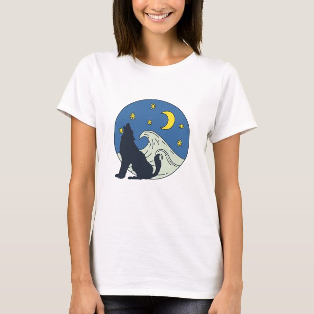 Smärtslig Varg Mystical Art T Shirt (Framsida)