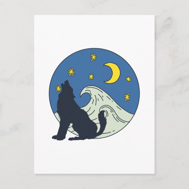 Smärtslig Varg Mystical Art Vykort (Framsida)