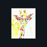 Smarty-Byxor Giraffe Canvastryck<br><div class="desc">Den här vattenfärgen har en färgstark giraff i glasögon | Jennifer Goldberger</div>