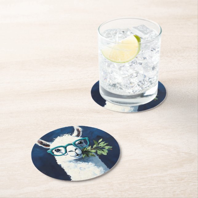 Smarty Llama Chic Underlägg Papper Rund (Insitu)