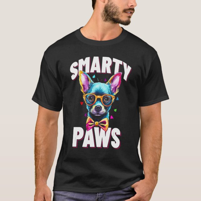 Smarty Paws   Chihuahua Dog Wearing Glasses T Shirt (Framsida)