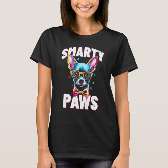 Smarty Paws   Chihuahua Dog Wearing Glasses T Shirt (Framsida)