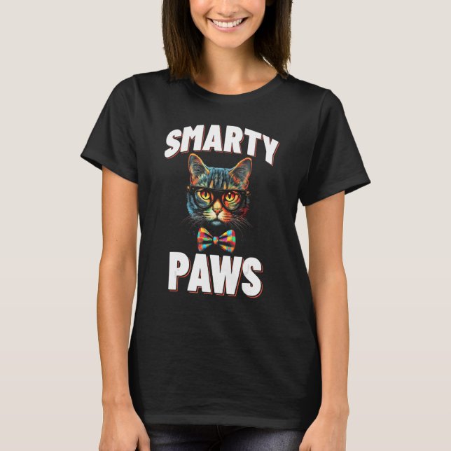Smarty Tassar Cat Glass T Shirt (Framsida)