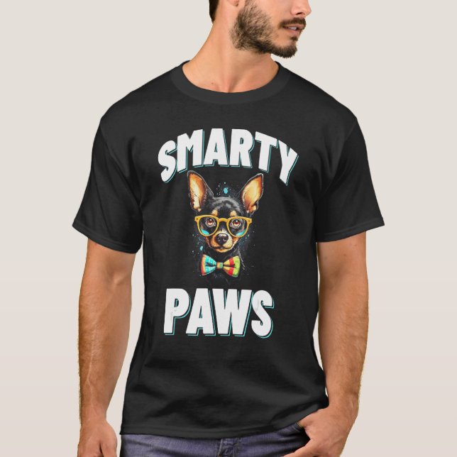 Smarty Tassar Chihuahua Hund Wearing Glasses T Shirt (Framsida)