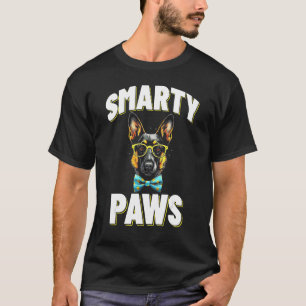 Smarty Tassar German Shepherd Hund Wearing Glass T Shirt