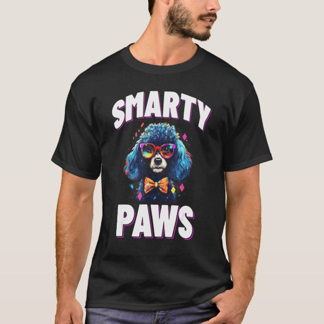 Smarty Tassar Pudel Hund Wearing Glass T Shirt (Framsida)