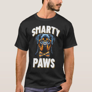 Smarty Tassar Rottweiler Hund Wearing Glass T Shirt
