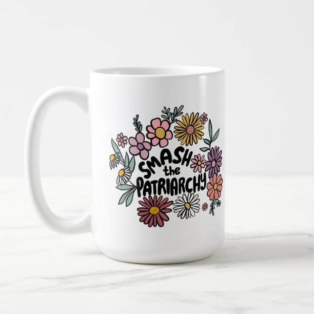 SMASH Blommigten PATRIARCHY Cute Daisy Hand Drawn Kaffemugg (Vänster)