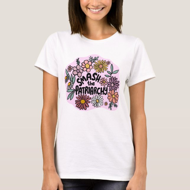 SMASH Blommigten PATRIARCHY Cute Daisy Hand Drawn T Shirt (Framsida)