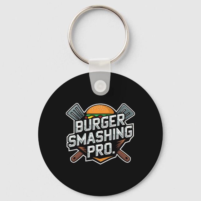 Smash Burger Älskare Grilled Cheeseburger Flat Top Nyckelring (Framsida)