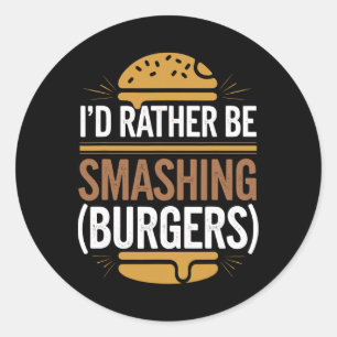 Smash Burger Älskare Grilled Cheeseburger Flat Top Runt Klistermärke
