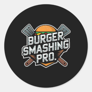 Smash Burger Älskare Grilled Cheeseburger Flat Top Runt Klistermärke