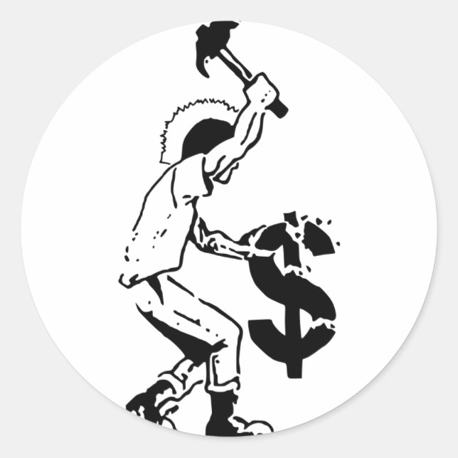Smash Capitalism Runt Klistermärke (Framsida)