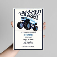 Smash Crash Modern Blue Monster Lastbil födelsedag