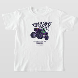 Smash Crash - Modern Lila Monster Lastbil Birthday T Shirt
