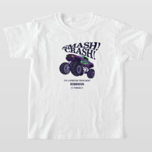 Smash Crash - Modern Lila Monster Lastbil Birthday T Shirt