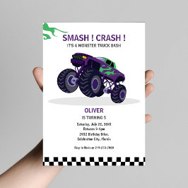 Smash & Crash - Modern Monster Lastbil födelsedag Inbjudningar