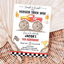 Smash Crash Monster Lastbil Bash Red Boy Birthday