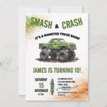 Smash & Crash Monster Truck Vattenfärg Födelsedag