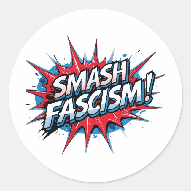 Smash Fascism Sticker Runt Klistermärke (Framsida)