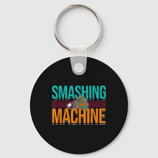 Smash Maskin Shuttle Retro Birdie Badminton Nyckelring (Framsida)