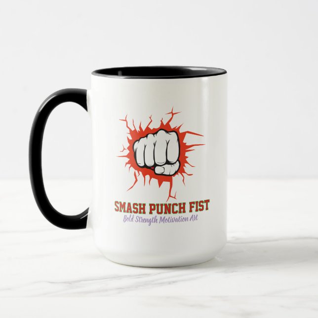 Smash Punch Fist – Bold Strength Motivation Art Mugg (Vänster)