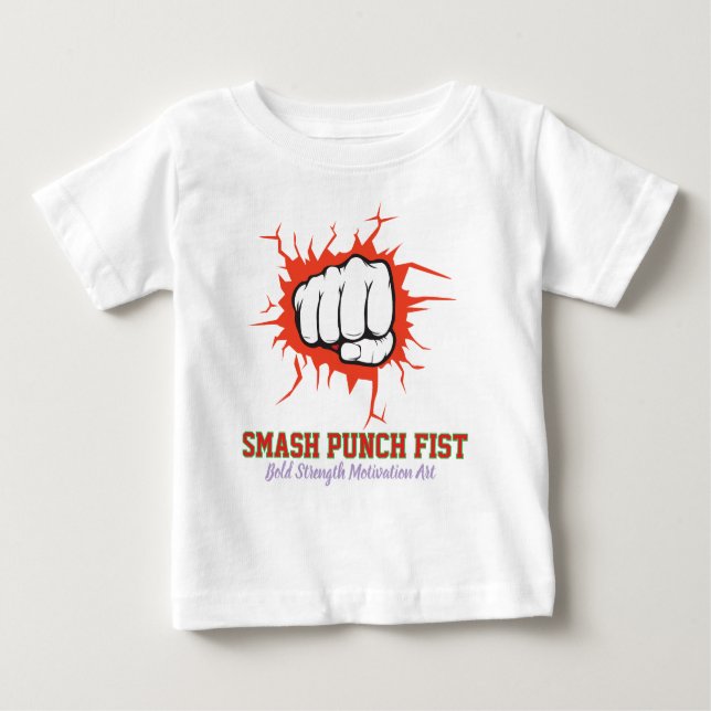 Smash Punch Fist – Bold Strength Motivation Art T Shirt (Framsida)