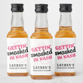 Smashed in Nash Bachelorette Mini Flaschetikett Spritflaskor Etikett