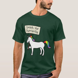 Smashhe Patriarchy White Unicorn Relaed Fit funny T Shirt
