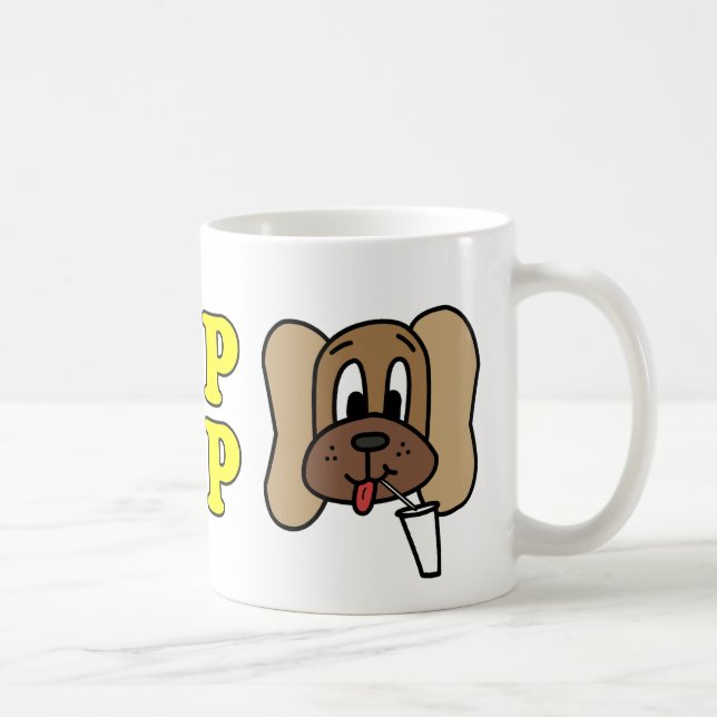 Smaska & Derp logotyp (3), gult på vitmuggen Kaffemugg (Höger)