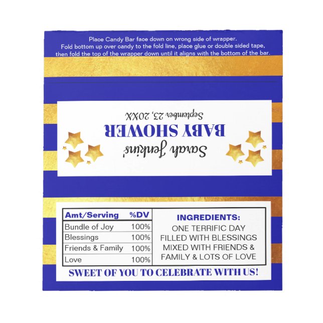 Småskalig babykläder, små stjärnor, godis anteckningsblock (Framsida)