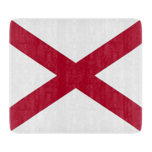 Småskalig glasskiva med flagga av Alabama