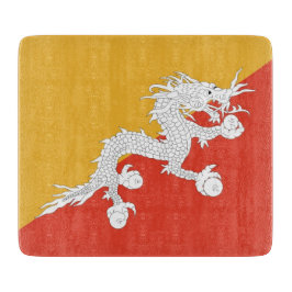 Småskalig glasskiva med flagga av Bhutan
