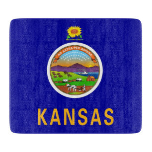 Småskalig glasskiva med flagga av Kansas