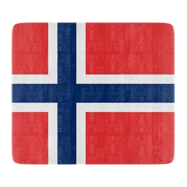 Småskalig glasskiva med flagga av Norge (Framsidan)