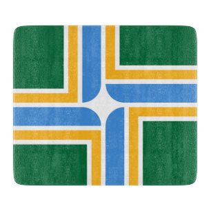 Småskalig glasskiva med flagga av Portland