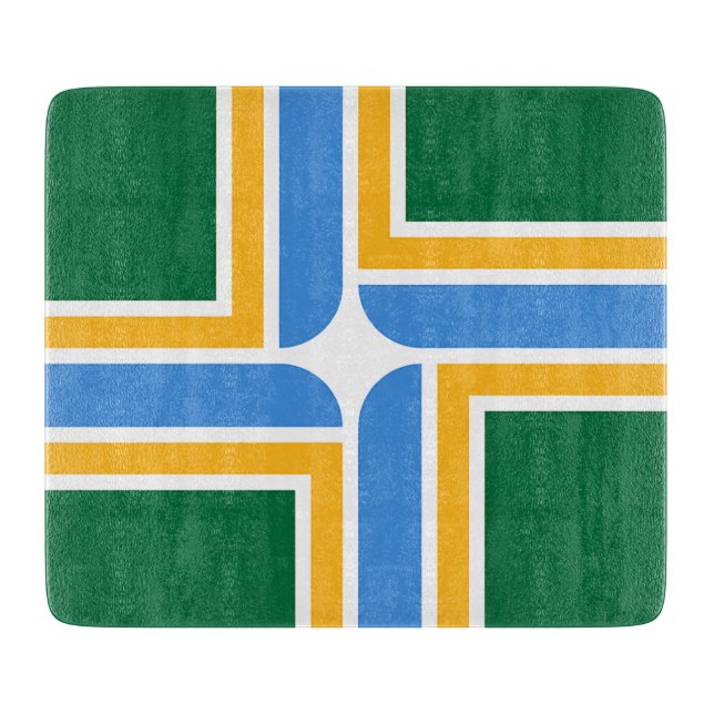Småskalig glasskiva med flagga av Portland (Framsidan)
