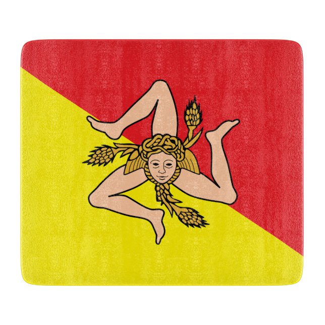 Småskalig glasskiva med flagga av Sicilien (Framsidan)