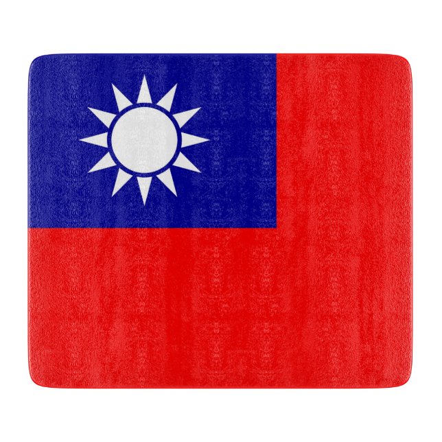 Småskalig glasskiva med flagga från Taiwan (Framsidan)