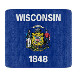 Småskalig glasskiva med Wisconsin-flagga