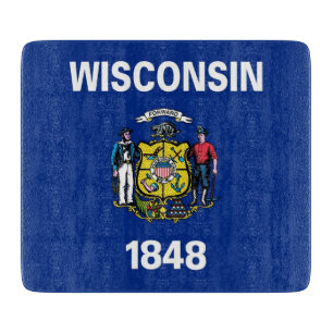 Småskalig glasskiva med Wisconsin-flagga
