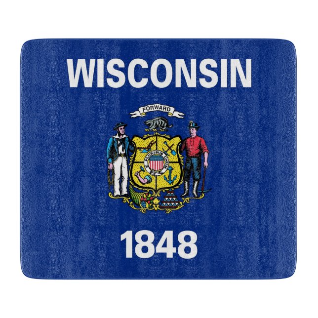 Småskalig glasskiva med Wisconsin-flagga (Framsidan)