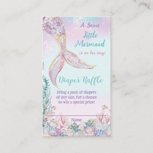 Småskalig Sjöjungfru under Sea Baby Diaper Raffle Tilläggskort (Framsida)