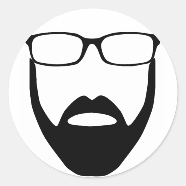 Småskalig skäggssymbol runt klistermärke (Framsida)