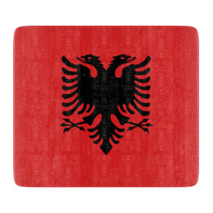 Småskalig styckningsdel av glas- flagga i Albanien