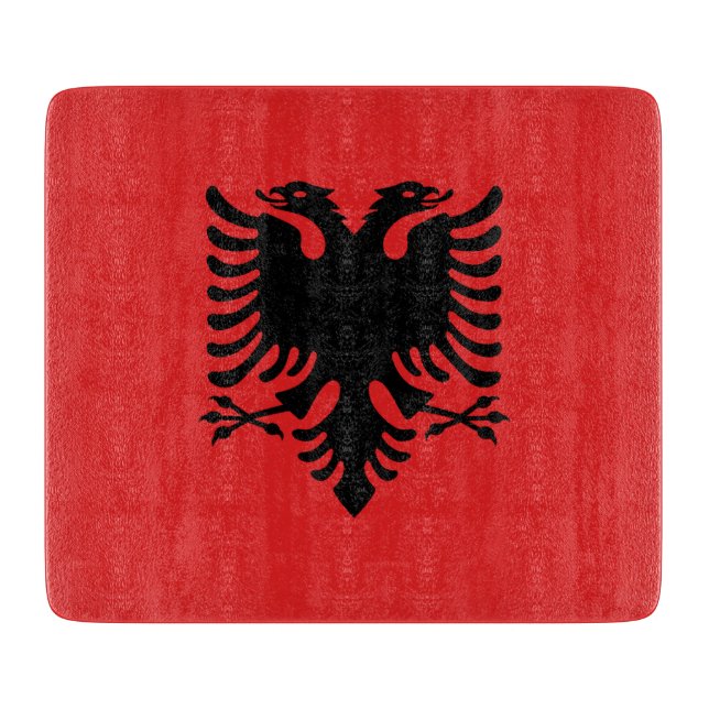 Småskalig styckningsdel av glas- flagga i Albanien (Framsidan)