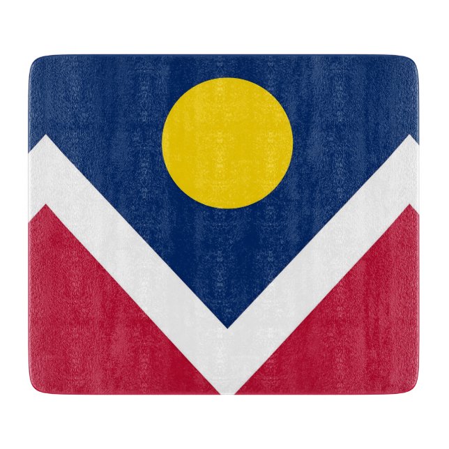 Småskalig styckningsdel av glas med flagga av Denv (Framsidan)