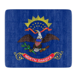 Småskalig styckningsskiva med North Dakota-flagga